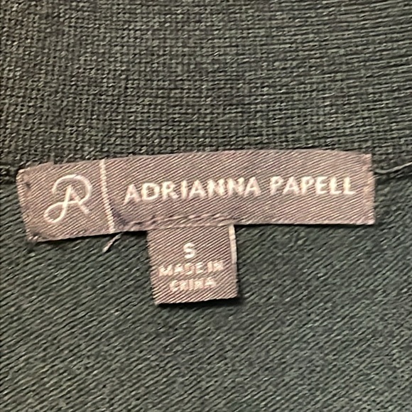 ADRIANNA PAPELL Green Pullover Sweater Top PolkaDot Sheer Sleeve V-neck Tie Sz S - Picture 6 of 12